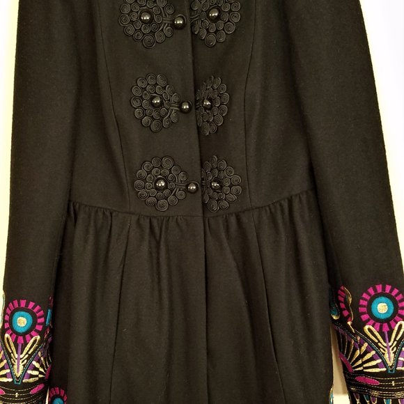 Plenty Tracy Reese Coat, Gorgeous Details, Fabulous Embroidered Trim, Size 8 - Picture 2 of 11